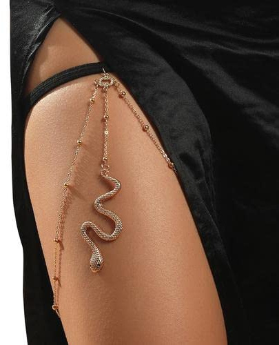 Collana da donna per il corpo – Catena per il corpo con strass a strati – Catena per il corpo della coscia, catena con cristalli dorati, con corda elastica, gioiello da donna