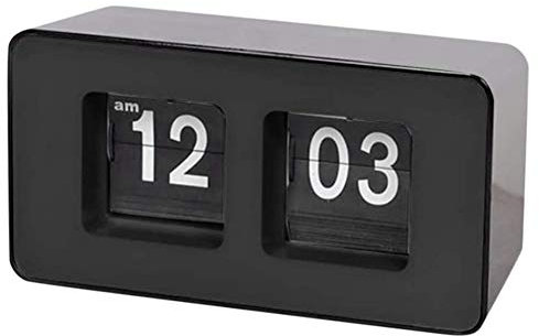 Niejgay Automatische Klappuhr, nostalgische Retro-Uhr, klassisch, digitale Schreibtischuhr unten auf der Seite, für Familienzimmer (Schwarz, 1 Stück)