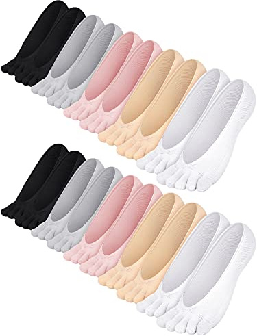 Bencailor 10 Pairs Women Toe Socks No Show Low Cut Socks with Toes Separated for Women Men Athletic Running(One Size,Stylish Color)