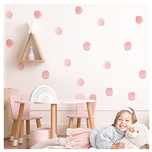 Little Deco Väggklistermärke, prickigt set för barnrum, prickar, för limning, väggtatuering, rosa cirklar babyrum, vardagsrum, väggklistermärke, väggdekoration, DL968-01