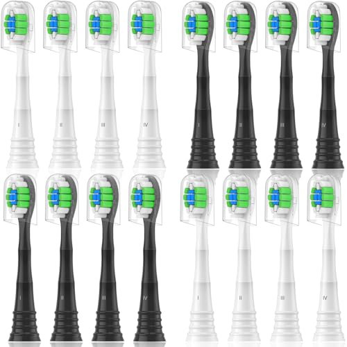 Qitizu Ersatzbürsten Kompatibel mit Philips Sonicare Elektrische Zahnbürste, Zahnbürstenkopf für Diamond Protective Expert Daily Clean, 8 Weiß 8 Schwarz
