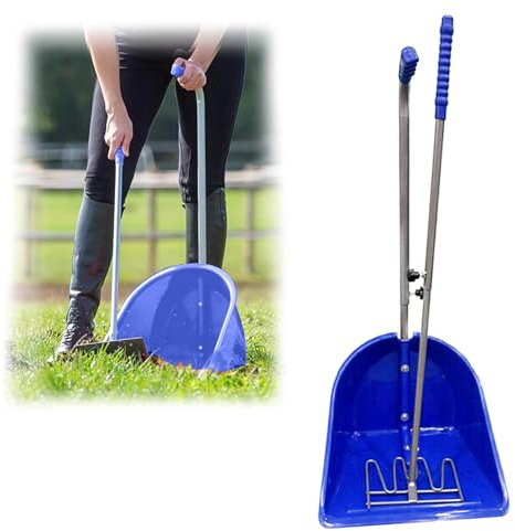 Horse Poop Scoop XL Manure Shovel Multi Use Poop Leaves Muck Paddock Garden Stable Horsebox Equestrian Cleaning Rake Easy to Use Lightweight Jumbo Poop Remover Horse Pony Donkey Dog (Blue)