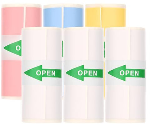 6 Rollen Thermopapier Selbstklebend Mini Drucker Papier, Sofortdruck Thermopapier inkless notes printer, Thermopapier Für Kinder Sofortbildkameras und Selbstklebender Bedruckbarer Aufkleber, Notizen