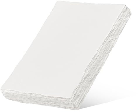 20 Pack Handgefertiges Weißes Büttenpapier Blanko, Aquarellpapier Dickes 300 GSM, Baumwoll-Aquarellpapier, Für GrußKarten DIY, Gemälde, Briefe, Schreibwaren, Student, Anfänger - 15.2 X 10.2 cm