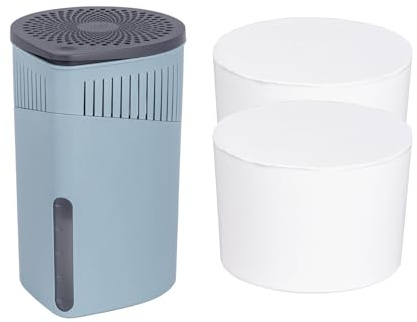 WENKO Raumentfeuchter Mod. Drop Set leistungsstarker Luftentfeuchter mit 2 x 1 kg Granulat-Block ideal für Feuchteräume Ø 15 x 23 cm Türkis