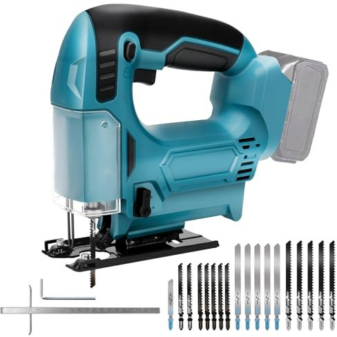 Sega alternativa a batteria compatibile con batteria Makita da 18 V, seghetto alternativo con blocco del cambio, profondità di taglio 65 mm, altezza di sollevamento 24 mm, sega a pendolo con 18 lame