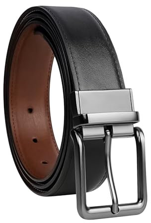 Amexo Echtledergürtel herren, Reversibel wendegürtel herren, Stilvoll und schlicht männer gürtel für Anzüge Jeans Casual Kleidung und Business Kleidung (110cm)