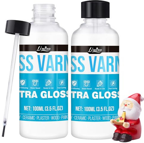 Barniz Brillo para Arcilla Seca al Aire, 100ml*2 Esmalte de Arcilla de Secado al Aire, Sellador Acrílico Para Pintura Acrílica, Seca Rápida, Anti-Amarillo, No Tóxico, Mejora la Vitalidad del Color