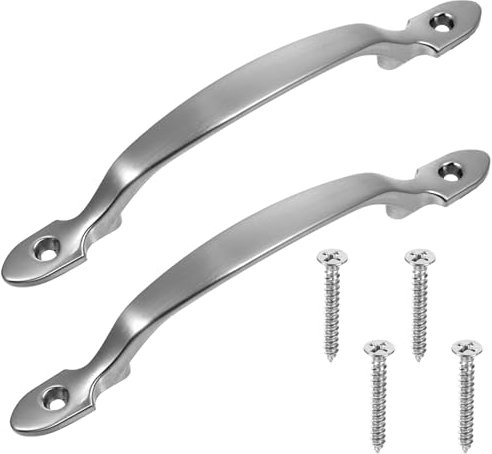 Maniglia per mobili, 2 pezzi, colore argento, maniglie in acciaio inox, colore argento, maniglie in metallo, maniglie per porte in ghisa, per esterni, garage, guardaroba