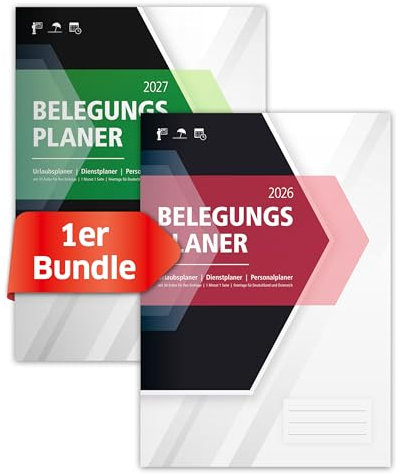 Belegungsplan 2026+2027, Personalplan, Urlaubsplaner, Dienstplan für Firmen, Hotels, Gastronomie, bis zu 30 MA/Tische/Buchungen, inkl. Feiertage und Ferien, A4 (210x295mm) (Bundle 2026 + 2027, 1)