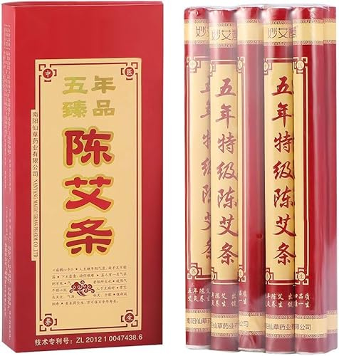 Rollo de moxa de hierbas chinas, hecho a mano, 5 años de alta pureza, humo ligero, sellado y a prueba de humedad, 1,8 x 20 cm, 10 unidades/caja