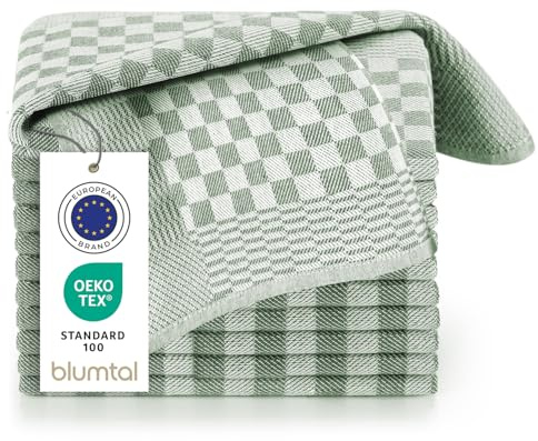 Blumtal Set Strofinacci Cucina Cotone - Canovacci Cucina Cotone 100% - Stracci Cucina Elevata Assorbenza - Certificati Oeko-Tex - 50x70cm - 10 Pezzi - Verde