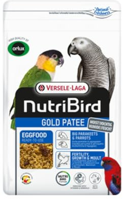 Versele-Laga NutriBird Gold Patee Großsittiche & Papageien | 1 kg | Gebrauchsfertiges Eifutter | Mit natürlichem Honig angefeuchtet | Mit Hagebutte, Ebereschenbeeren & Rosinen