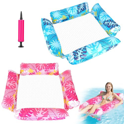 Inflatable Pool Floats Adult, 4-in-1 Multi-Purpose Pool Float Rafts Water Hammock, Blow up Pool Noodles for Adult Floating Chair for Party Summer Water Beach Lake Fun (A)