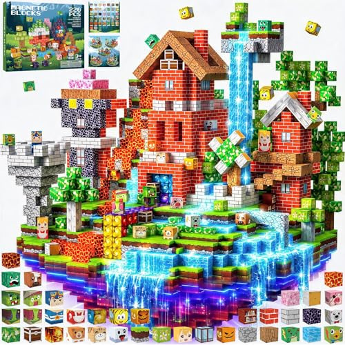 Construction Magnetique Enfant 220 pièces 2CM Magnetic Blocks 3+ Jeux Aimants, Bloc de Cube Magnétique de pour Garçon et Fille, Jouet Créatif Montessori pour Enfants 3 4 5 6 7 8 9 10 11 12 Ans Jeu
