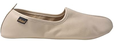 Akdam Pantoufles d’intérieur en cuir véritable beige clair – Chaussons artisanaux faits main unisexes | Cuir naturel souple, confort respirant, couture fine – Idéal pour maison, hôtel ou bureau