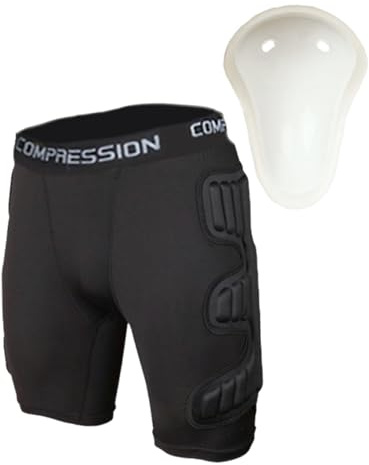 Ronyme Pantalón Corto Protector para con Acolchado en los Muslos, Cintura Flexible y protección Multifuncional Reforzada con EVA para Mayor, L