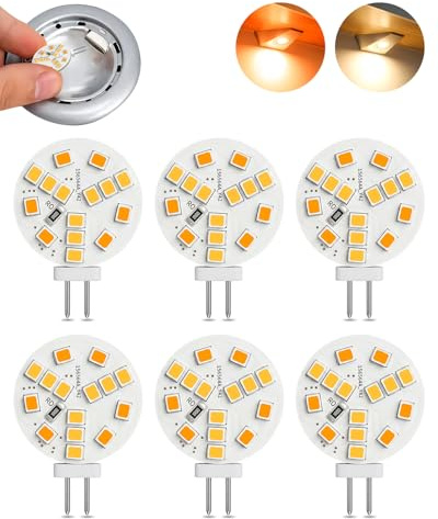 Klarlight Lampadine LED G4 3W DC 12V-24V, Lumina di Sonno Gialla Calda 3000K+2000K, Equivalente a 20W, G4 bi-pin non Dimmabili per l'illuminazione Ambientale del Gabinetto Camper, Barca, 6 Pacchetti