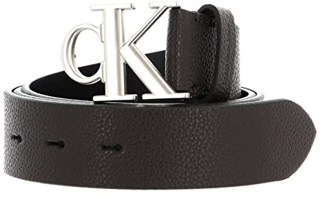 Calvin Klein Herren Gürtel Round Mono Plaque Belt 35mm aus Leder, Braun (Bitter Brown), 135 cm