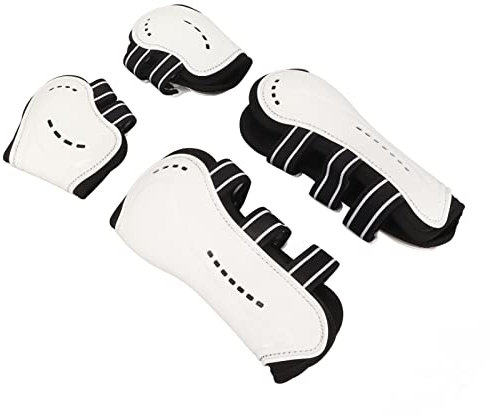 Cuque Streichkappen für Pferde, weiß Atmungsaktive Pferde-Hinterbein-Gamaschen Feuchtigkeitstransportierend, rutschfest, Flexibel, Schlagfest für Pferdeausrüstung (M)