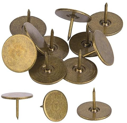 100 Uds. Tachuelas de Clavos para Tapicería, Pasador de Dibujo de Clavo para Muebles de Cabeza Plana de Estilo Vintage de Bronce para decoración de Puerta de Sofá de Muebles(19 x 15mm)