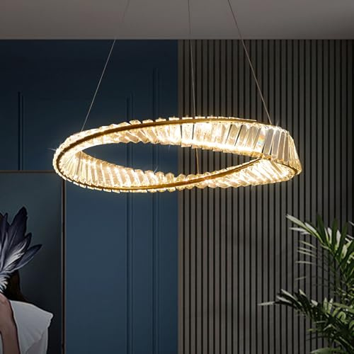 Lamparas De Comedor Modernas,Oro Anillos Irregulares LáMpara Colgante Redonda,IluminacióN De ArañA De Cristal Moderna Regulable Para Sala De Estar Comedor Cocina Dormitorio D40Cm/15,7 In
