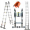 Hooha 6,6M Stufenleiter Alu Stufenleiter Haushaltszeltreiter 2 W1 (3.3M+3.3M) Traglast 150kg Waschfenster Fenstern, Anstrichen, Dachreparatur