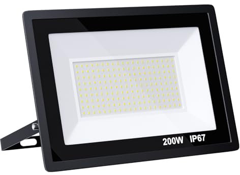 MIWATT 200W LED Flood Light, 6000K, IP67 impermeabile, luce di sicurezza per esterni per piscina, cortile, giardino, parcheggio, garage, ...
