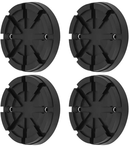 QWORK® Set of 4 Rubber Plates Rubber Pad Diameter 125 mm for Car Jack and Lifting Platform – Protects Car from Scratches