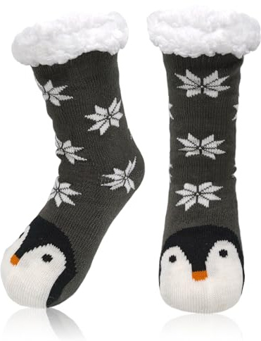 UILYNIU Chaussettes Antidérapantes Femme Pantoufles Thermiques Épais Chaussettes à la Maison Hiver
