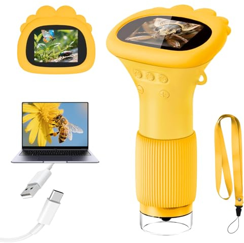 Acoath Microscope for Kids, 1000X Handheld Digital Miniscope with 2.0 Screen, Portable Pocket Microscope Education Toys Christmas Gifts for Age 3 4 5 6 7 8 9 10 Girls Boys