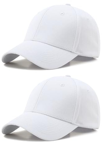 SEFIRST 2 Pezzi Cappello Uomo, Cappellino con Visiera Uomo, Bianco