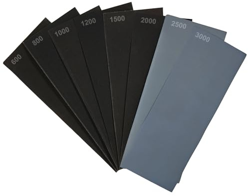 Sandpaper 16 Sheets 600/800/1000/1200/1500/2000/2500/3000 Grit Wet and Dry Sand Paper for Wood, Walls, Plastic, Metal and Car Paintwork Sanding, 9 x 3.6 Inches