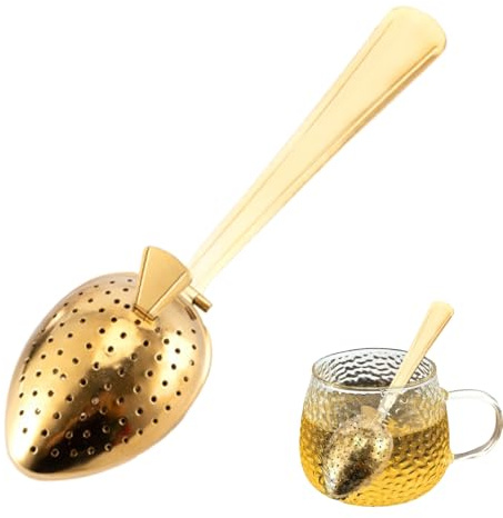 Cucchiaio infusore da tè in acciaio, a maglia fine, con manico lungo, riutilizzabile, diffusore rotondo a clip per uova per foglie sfuse e filtraggio del caffè