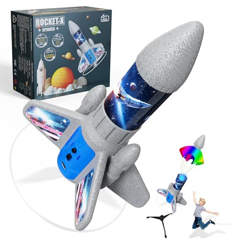 Rocket Launcher for Kids - 200 Ft of Flight Altitude, 2026 New Model Auto Electric Spinner Rocket Toys with Safe Parachute, Easter Birthday Gifts for Boys & Girls Age 6 7 9 10 11 12 8-13 Years Old
