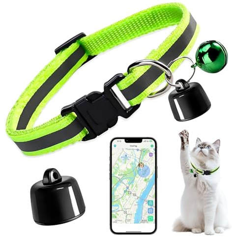 Mini Pet Tracker for Cats and Dogs, Smart GPS Cat Tracker, No Monthly Fee, No SIM Required, Compatible with iOS/Android, Global Tracking Device for All Cats Dogs and All Collars