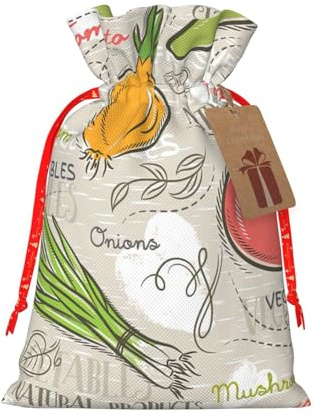 Bolsas de regalo de Navidad con estampado de frutas vegetales, saco festivo de Navidad, fiesta de cumpleaños, embalaje de regalo