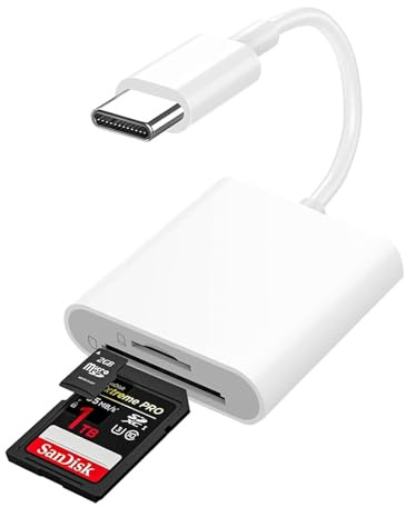 Lettore di schede SD USB C per Apple iPhone 15 16 17/iPad/MacBook/Mac, lettore SD di tipo C certificato MFI supporta adattatore per schede di memoria SD e micro SD, visualizzatore di fotocamera Trail