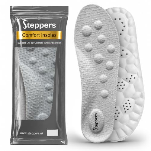 Original Steppers Insoles, 2026 4D Steppers Comfort Boosting Massage Insole, Memory Foam Thermal Insoles, Comfy Insole with Arch Support for Men and Women (Grey, Extra Small (EU 37-38))