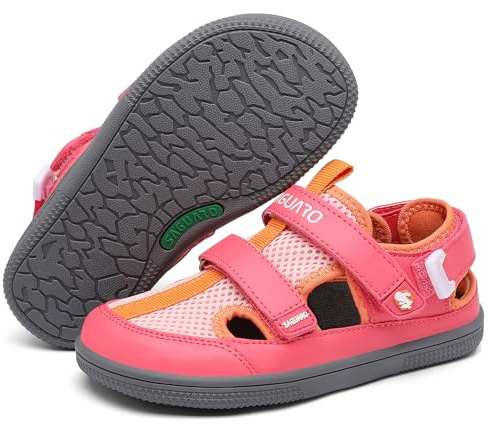 SAGUARO Sandali Bambina Chiusi Barefoot Shoes Leggere e Flessibili Scarpe da Scoglio Estive Casual Comode per Tempo Libero, Passeggiate e Uso Quotidiano, Rosa Acceso 31 EU
