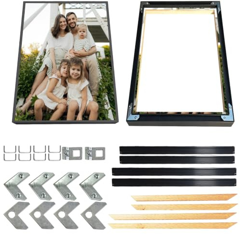 Metal Canvas Frame 40x50cm(16x20in),Suitable for 45x55cm Stretched Canvas,Black Floating Frame with 0.5in Deep for Oil Painting,Poster Printing,Wall Art,Multiple Sizes with Wooden Inner DIY frame