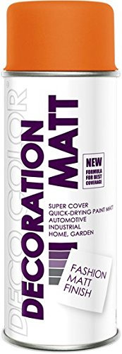 DECO COLOR DECORATION_MATT UNIVERSAL SPRAY PAINT MULTI-PURPOSE SATIN MATT FINISH ART CRAFT ART DECOR DIY (RAL 2004 Orange_matt)