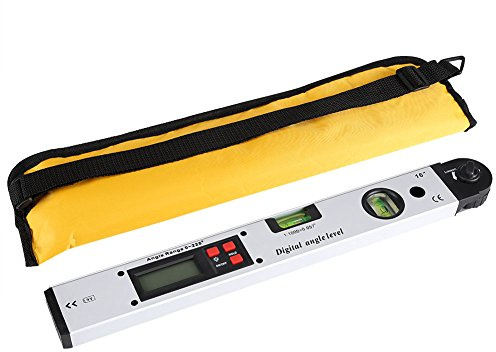 Fdit Jauge d'angle équerre 0-225 ° Numérique Angle Inclinomètre Rapporteur Angle Règle Outil avec LCD Affichage et Rétro-Éclairage Bleu Vertical Horizontal Double Niveau avec Sac