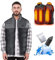 AFUNSO Electric Heating Coat Body Warmer Temperature Control Extra Collar Heated Underwear, Gray-Black, XL