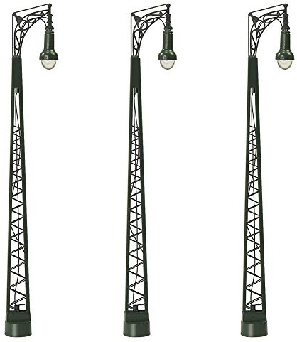 Evemodel Lot de 3 Lampes de Chemin de Fer H0 12 cm Feux de Voie Mât en Treillis Modèle Ferroviaire LED 3V