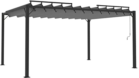 vidaXL Gazebo con Tetto a Lamelle 3x4 m in Tessuto Antracite/Alluminio