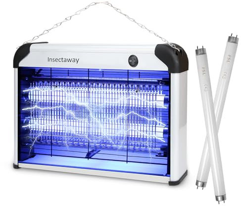 Lampe Anti Moustique Double Grille, 20W UV Anti Insectes Volants Electrique Intérieur Efficace Portée 50-80m² Pièges à Mouche Tueur Lampe, Destructeur d' Insectes, Maison, Cuisine, Bureau