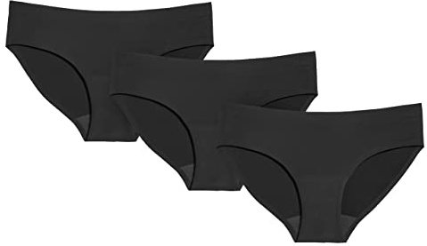 KNIX Women Leakproof Period Underwear No-Show Bikini 3-Pack – Heavy Flow Protection, Absorbs 4–7 Super Tampons - Black, Medium (3 Pack)