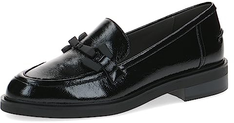 Caprice Mocassins Femme en Cuir à Talon Bloc, Noir (Black Naplak), 41 EU