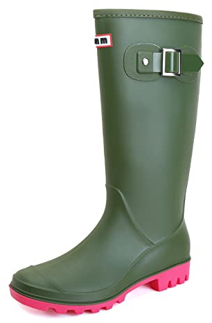 Lezzglt Rain Boots for Women, Waterproof Knee-high Rubber Boots, Comfortable Lightweight Garden Boots Keep Warm Work Tall Fishing Boots for Outdoor